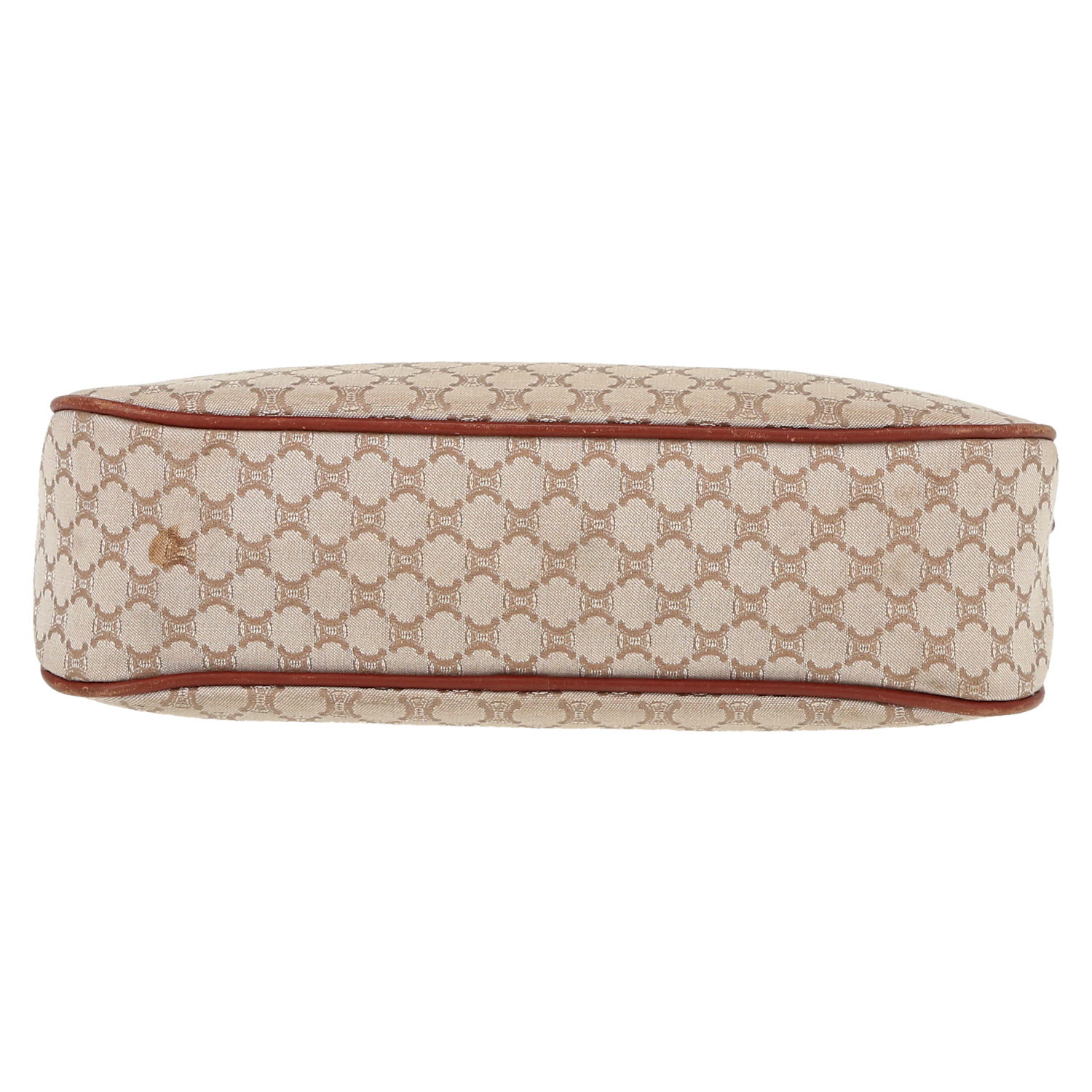 Bolso de mano Celine  Vintage en lona monogram beige y cuero marrón - Detail D1