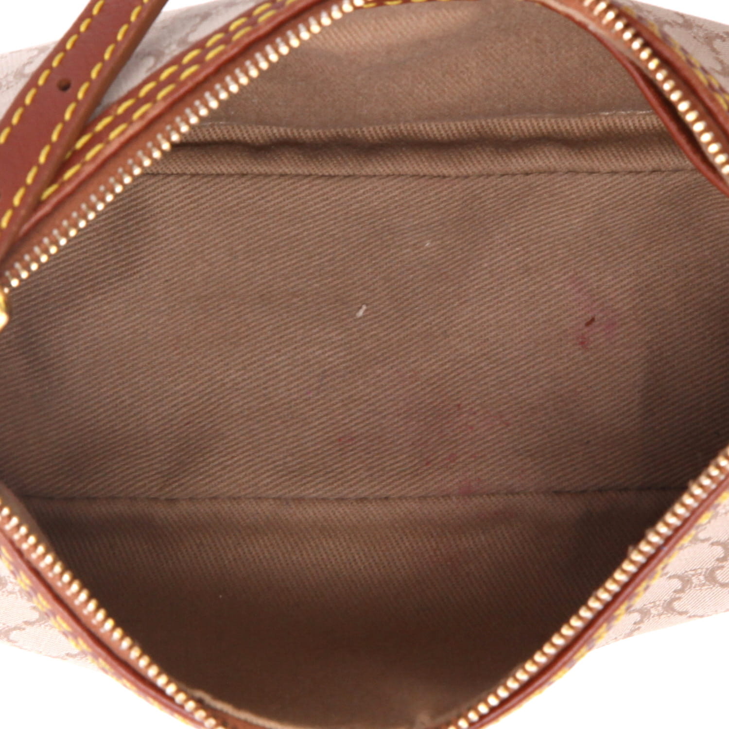 Borsa Celine  Vintage in tela siglata beige e pelle marrone - Detail D3