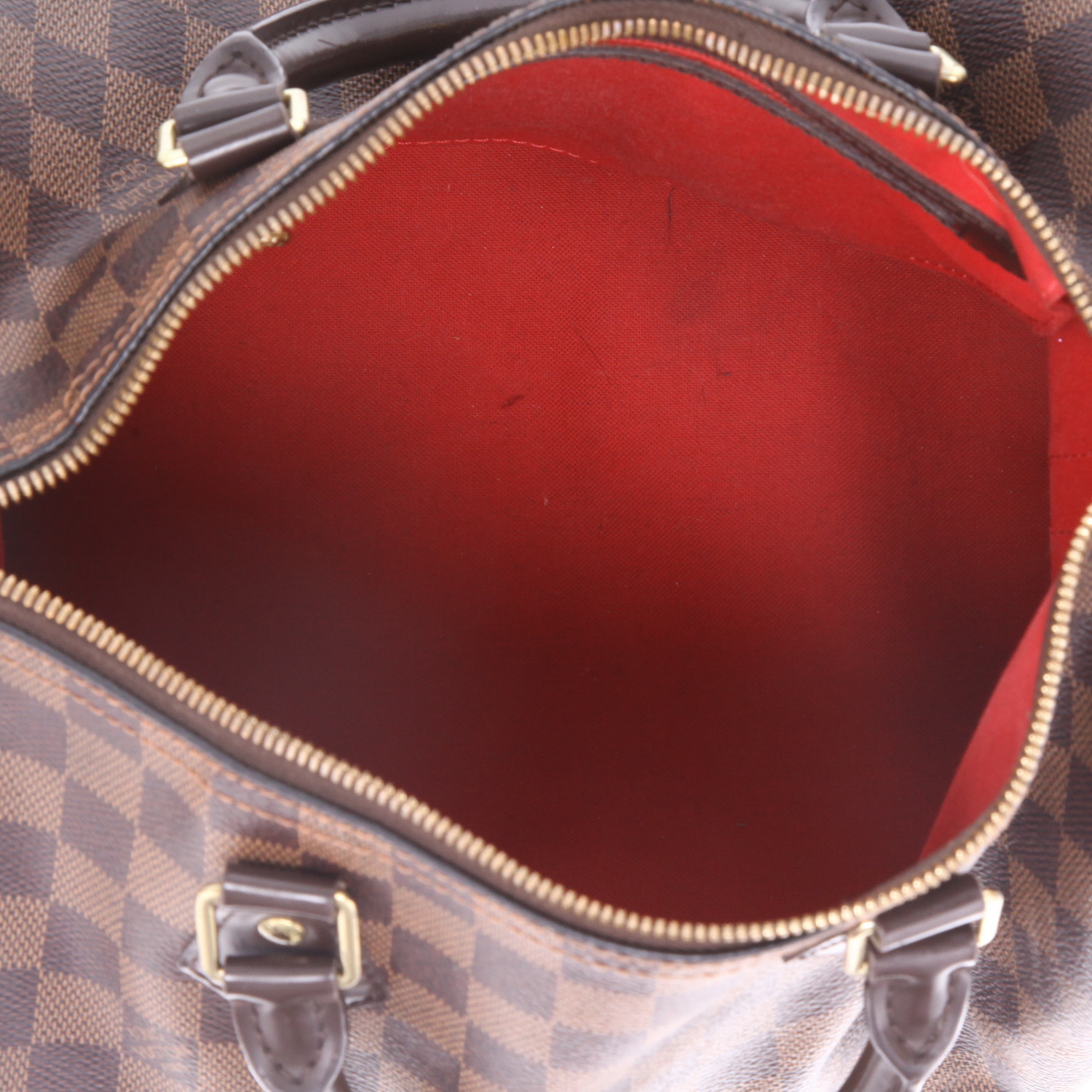 Borsa Louis Vuitton  Speedy 30 in tela a scacchi ebana e pelle marrone - Detail D3