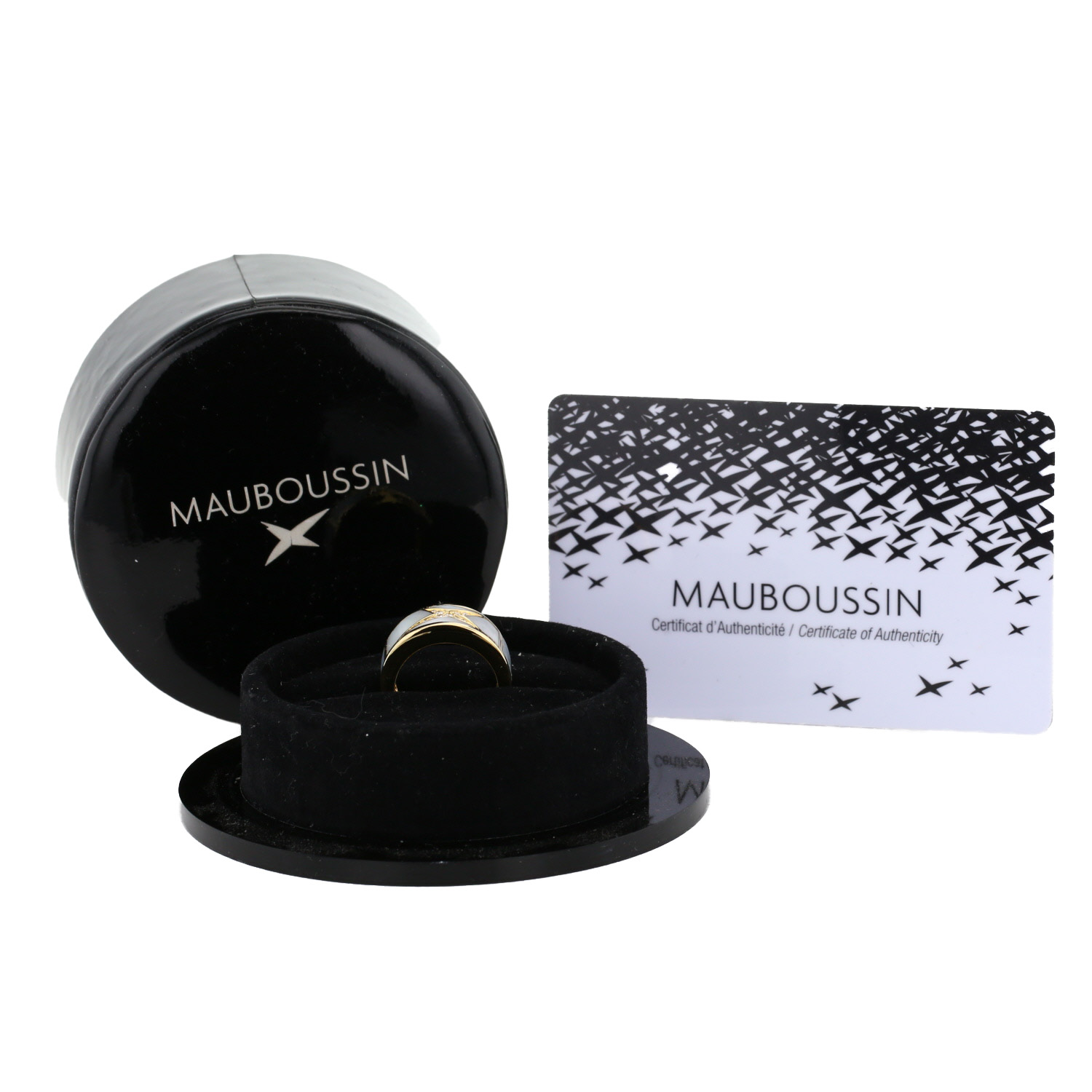 Sortija Mauboussin Etoile Beauté de oro amarillo, nácar y diamantes - Detail D2