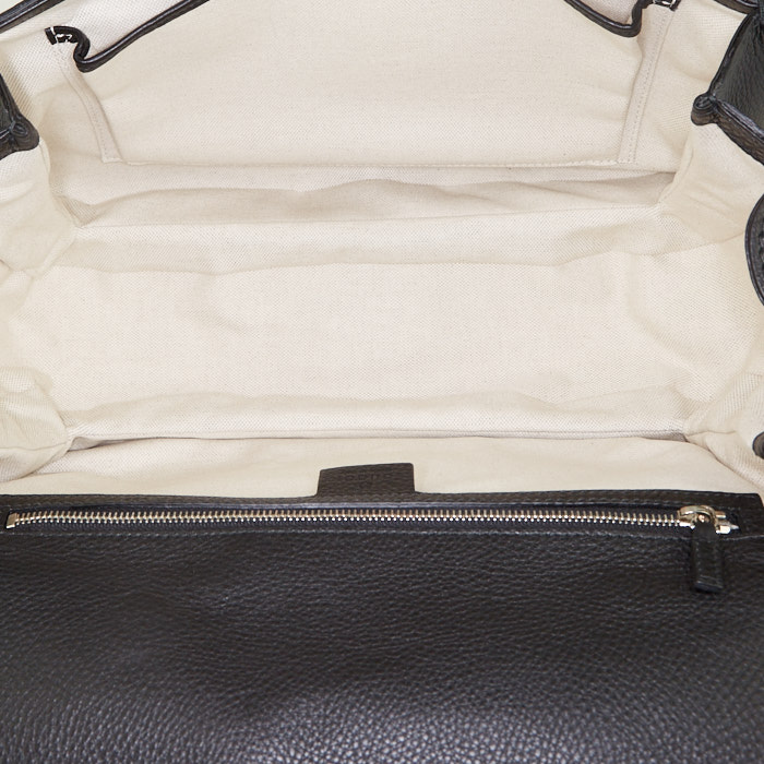 Gucci  Bamboo handbag  in black leather  and bamboo - Detail D3