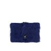 Chanel   handbag  in brown leather  and blue synthetic furr - 360 thumbnail