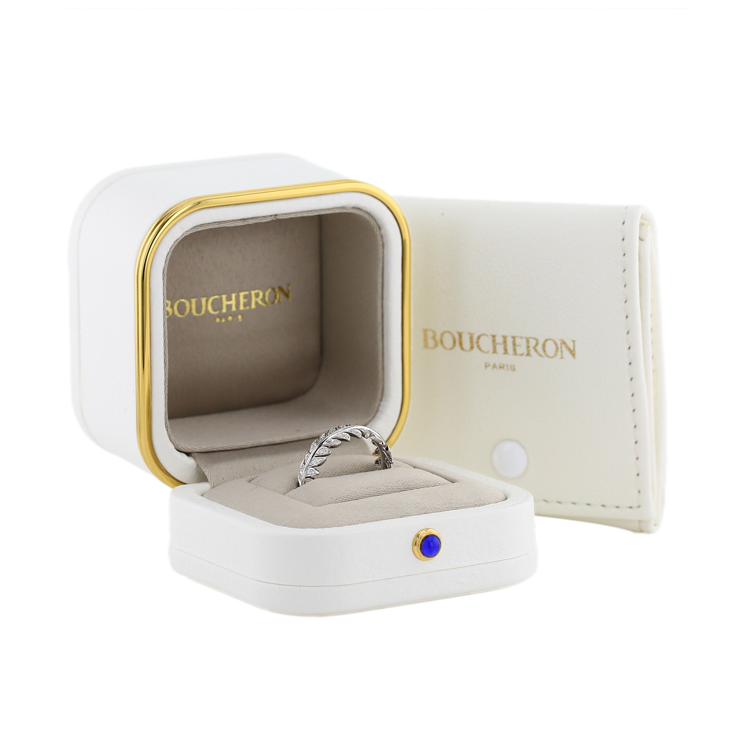 Boucheron Plume de Paon ring in white gold and diamonds - Detail D2