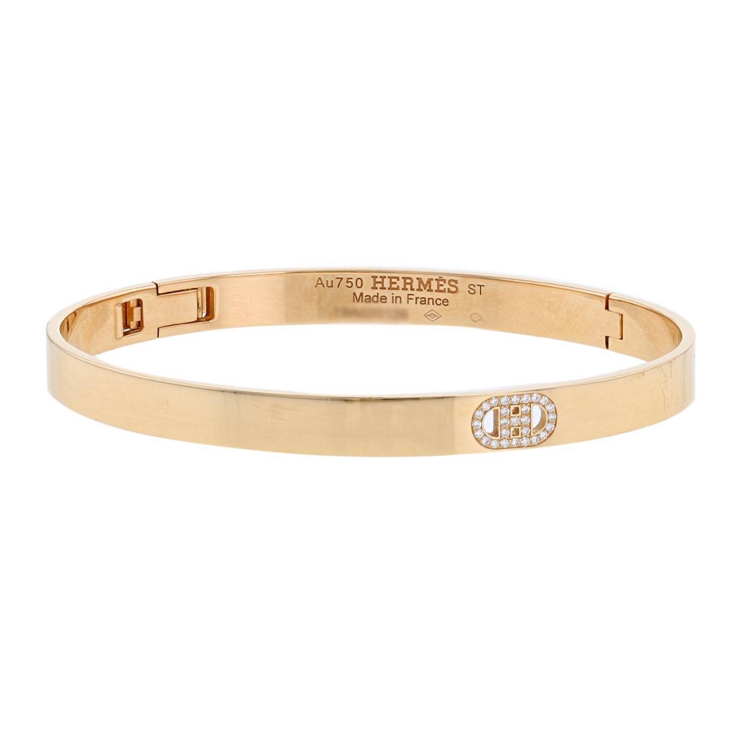 Hermes 18K Rose Gold Diamond PM Ever Chaine D'Ancre Bracelet ST – STYLISHTOP