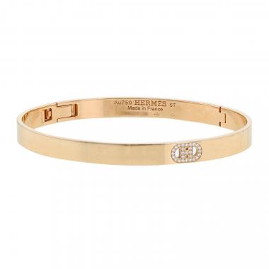 Brazalete Hermès H d'Ancre de oro rosa y diamante