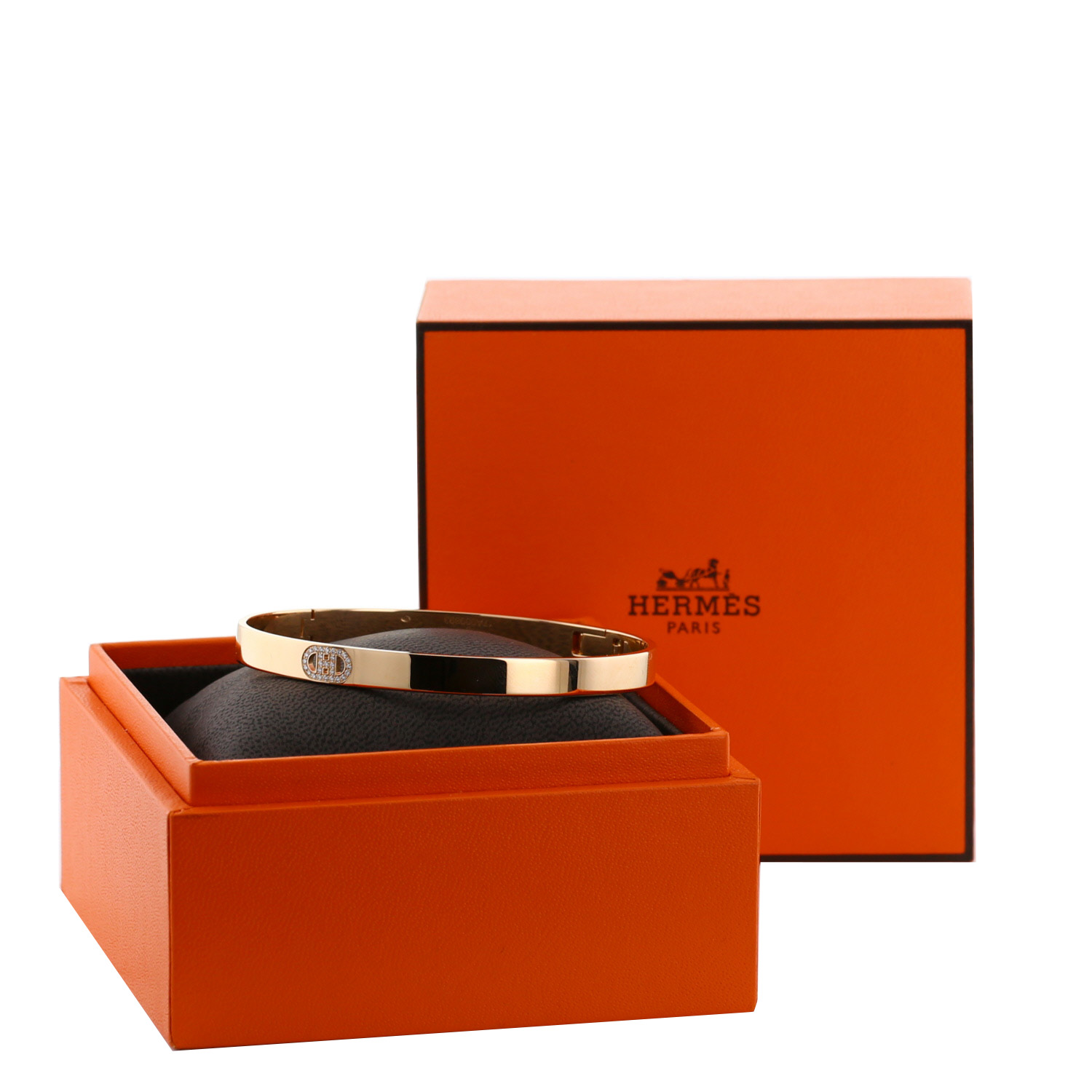 Bracciale Hermès H d'Ancre in oro rosa e diamante