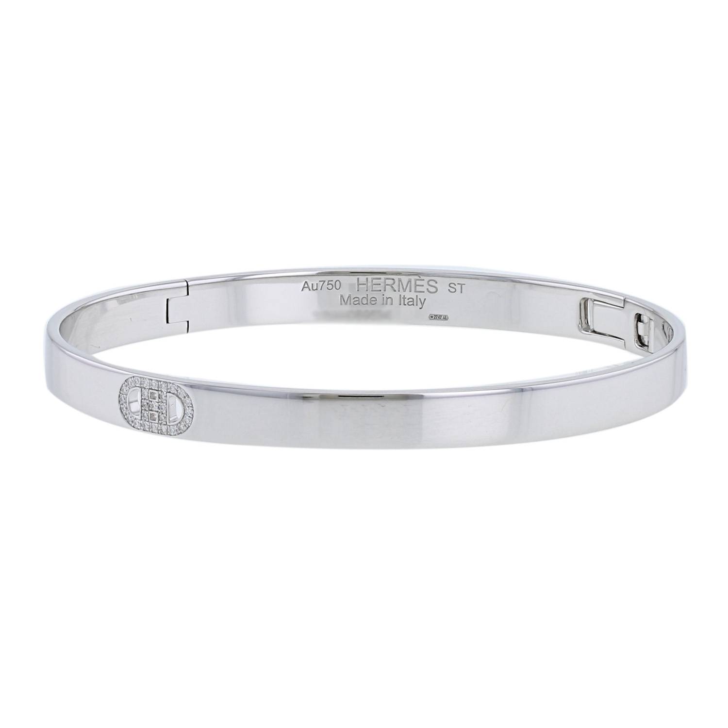 bracelet hermès h d'ancre en or blanc et diamant