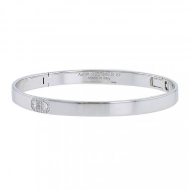 Brazalete Hermès H d'Ancre de oro blanco y diamante
