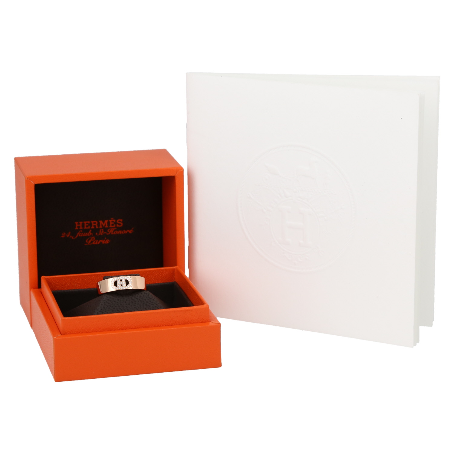 Hermès H d'Ancre ring in pink gold and diamonds - Detail D2