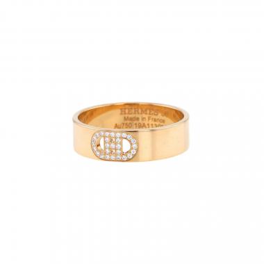 Anello Hermès H d'Ancre in oro rosa e diamanti