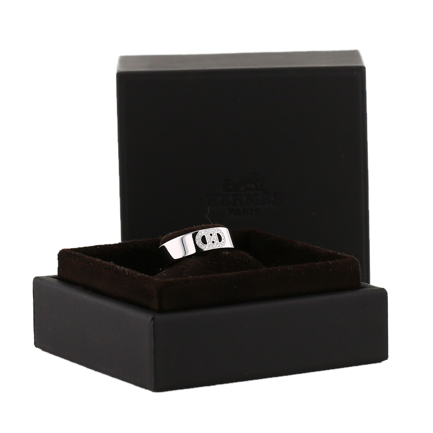 Hermès H d'Ancre ring in white gold and diamond - Detail D2