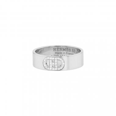 Sortija Hermès H d'Ancre de oro blanco y diamante