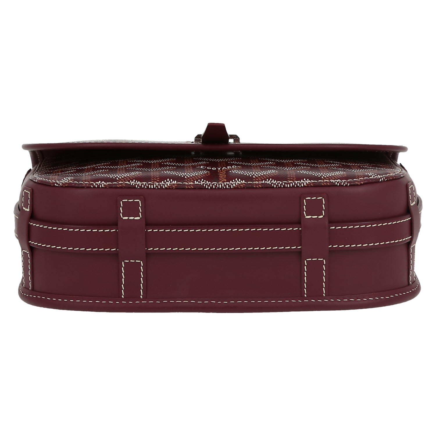 Goyard  Belvedère shoulder bag  in burgundy Goyard canvas  and burgundy leather - Detail D1