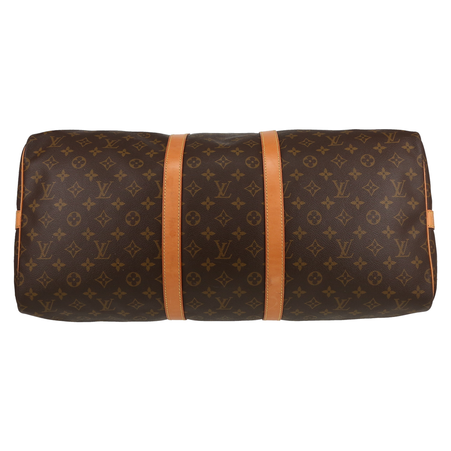 Louis Vuitton  Keepall 55 travel bag  in brown monogram canvas  and natural leather - Detail D4