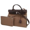 Hermès  Herbag bag worn on the shoulder or carried in the hand  in etoupe canvas  and dark brown leather - 00pp thumbnail