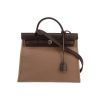 Hermès  Herbag bag worn on the shoulder or carried in the hand  in etoupe canvas  and dark brown leather - 360 thumbnail