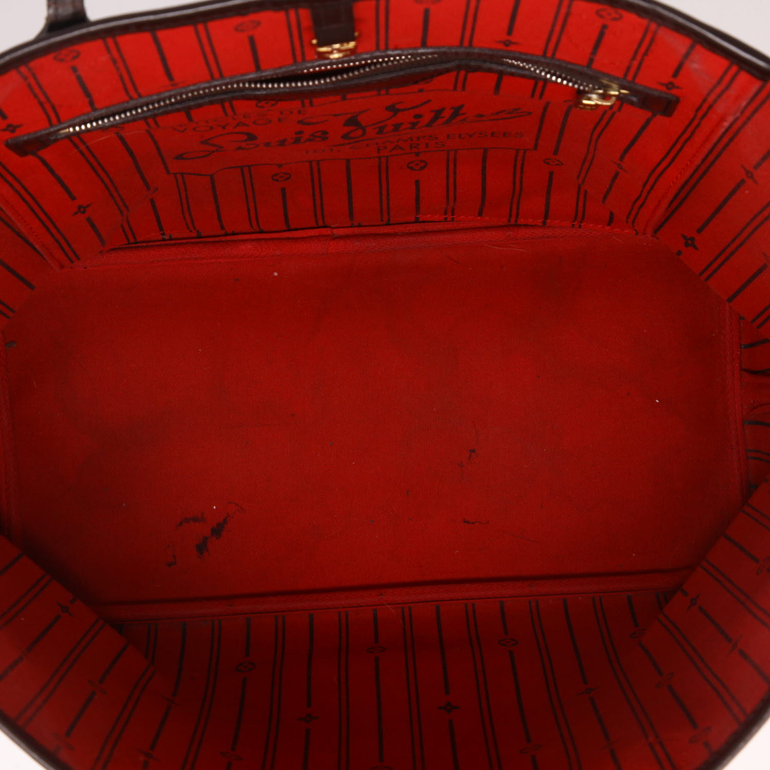 Shopping bag Louis Vuitton  Neverfull modello medio  in tela a scacchi ebana e pelle marrone - Detail D3