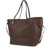 Louis Vuitton  Neverfull large model  shopping bag  in ebene damier canvas  and brown leather - 00pp thumbnail