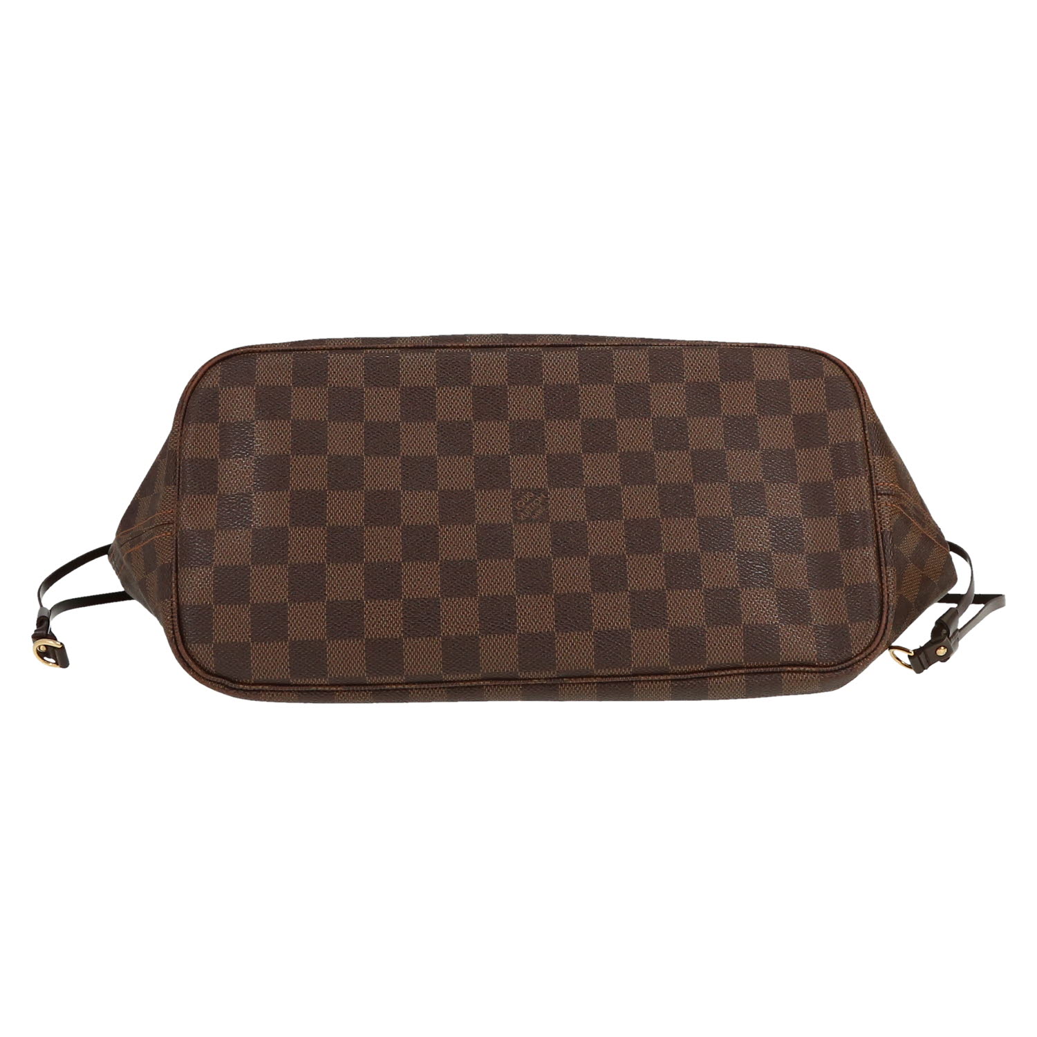Louis Vuitton  Neverfull large model  shopping bag  in ebene damier canvas  and brown leather - Detail D1