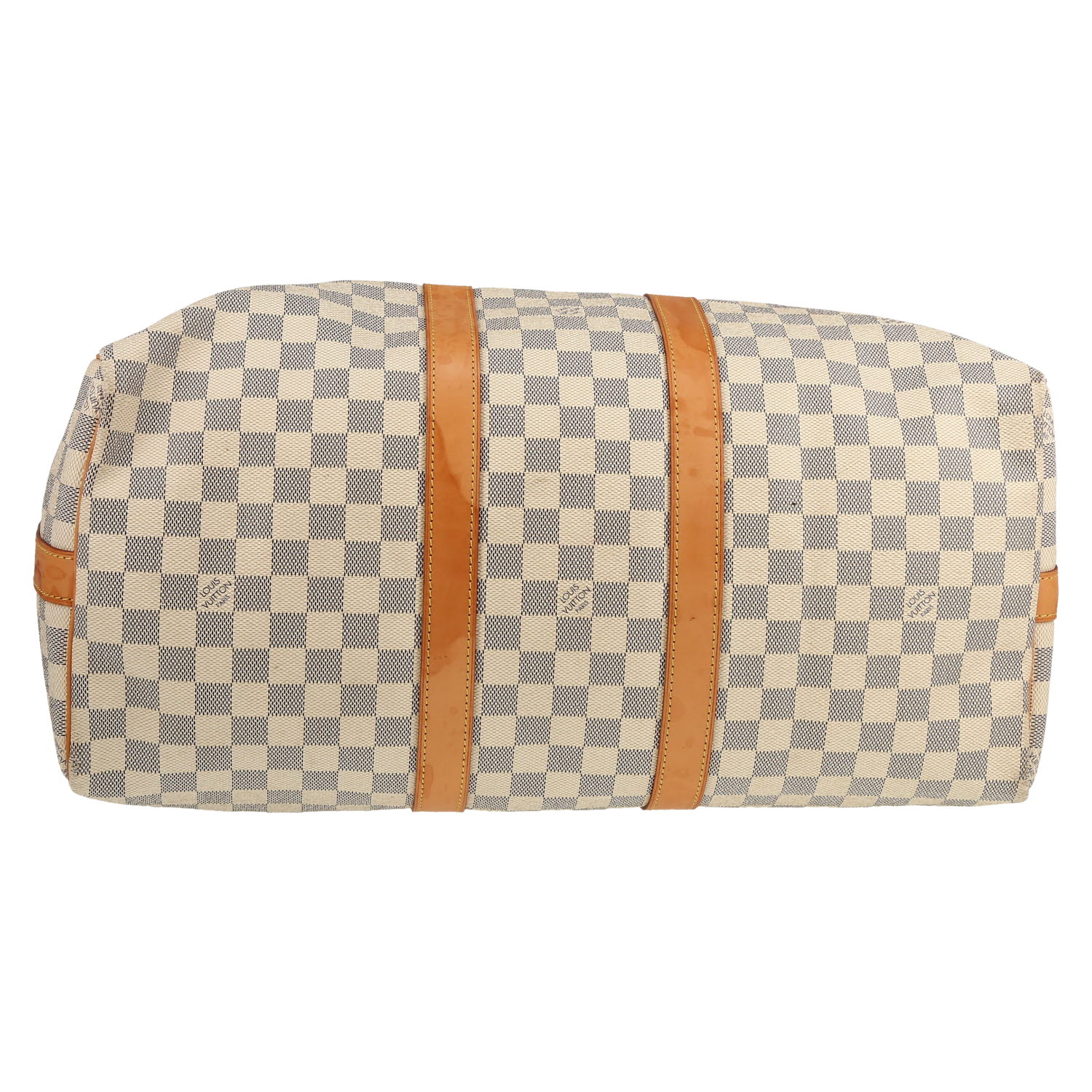 Sac de voyage Louis Vuitton  Keepall 45 en toile damier azur et cuir naturel - Detail D1