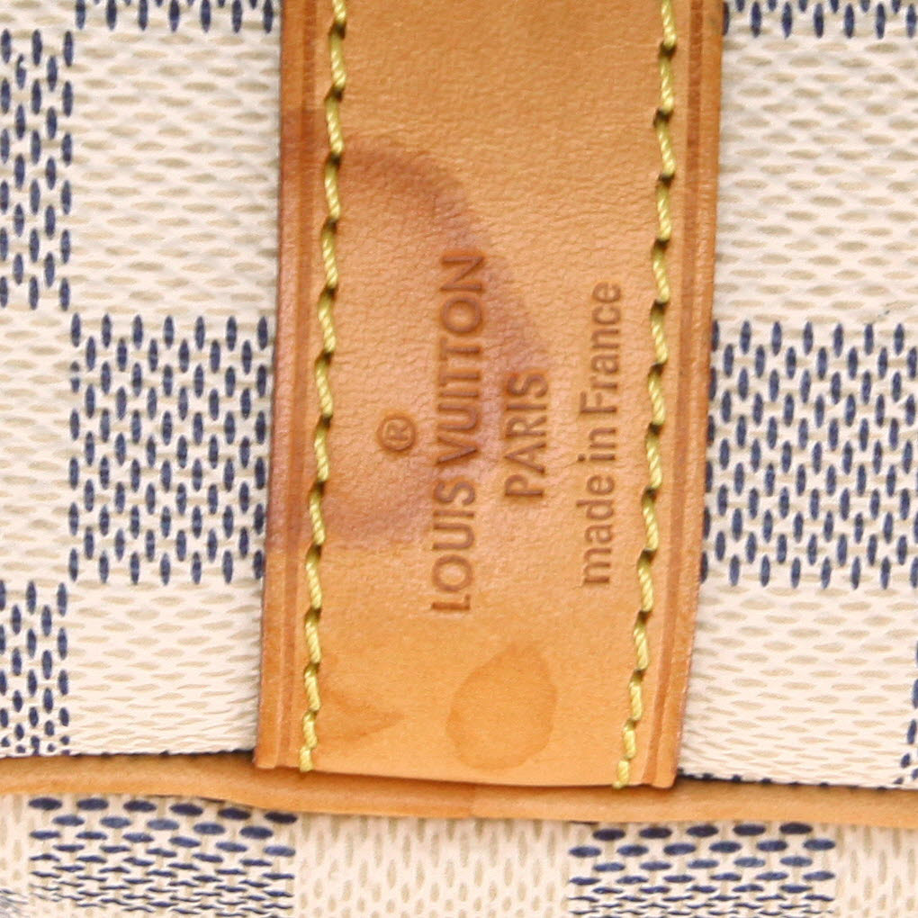 Louis Vuitton  Keepall 45 travel bag  in azur damier canvas  and natural leather - Detail D2