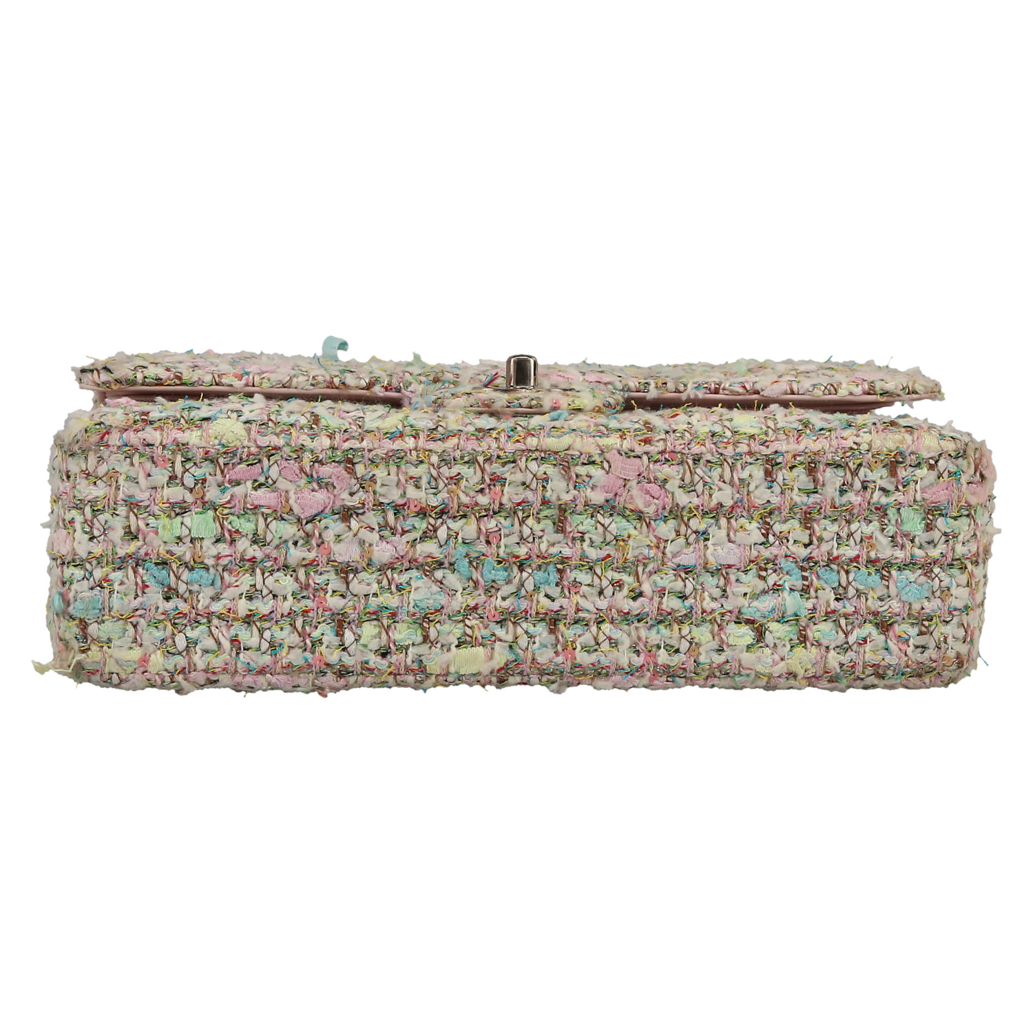 Bolso de mano Chanel  Timeless en tweed azul verde y rosa - Detail D1