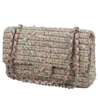 Bolso de mano Chanel  Timeless en tweed azul verde y rosa