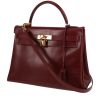 Hermès  Kelly 32 cm vintage used from 1985' handbag in burgundy box leather - 00pp thumbnail