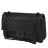 Borsa a tracolla Chanel 2.55 in pelle trapuntata a zigzag nera - 00pp thumbnail