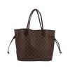 Louis Vuitton  Neverfull medium model  shopping bag  in ebene damier canvas  and brown leather - 360 thumbnail