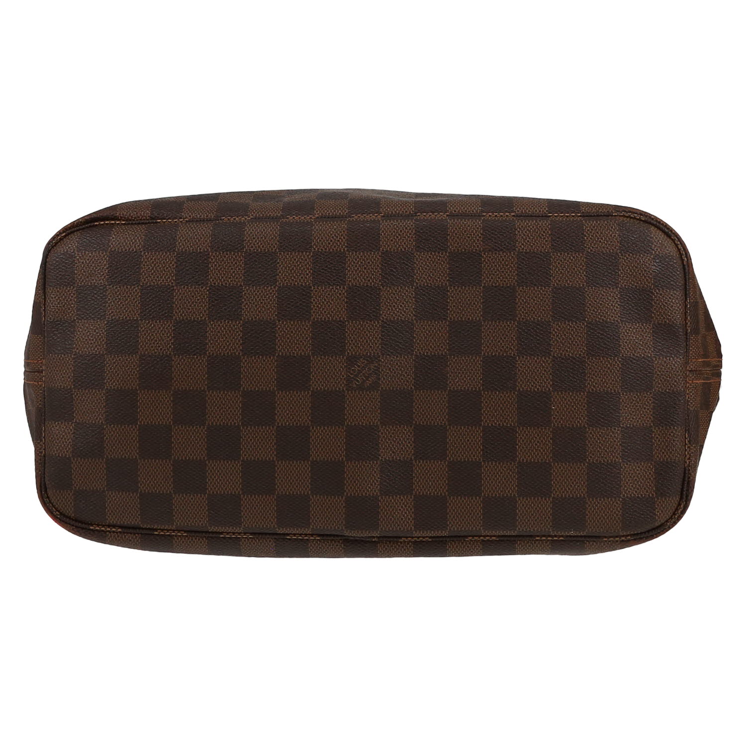 Louis Vuitton  Neverfull medium model  shopping bag  in ebene damier canvas  and brown leather - Detail D1