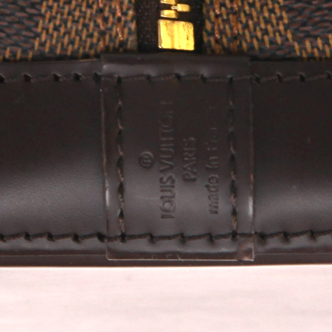 Borsa Louis Vuitton  Alma in tela a scacchi ebana e pelle marrone - Detail D2