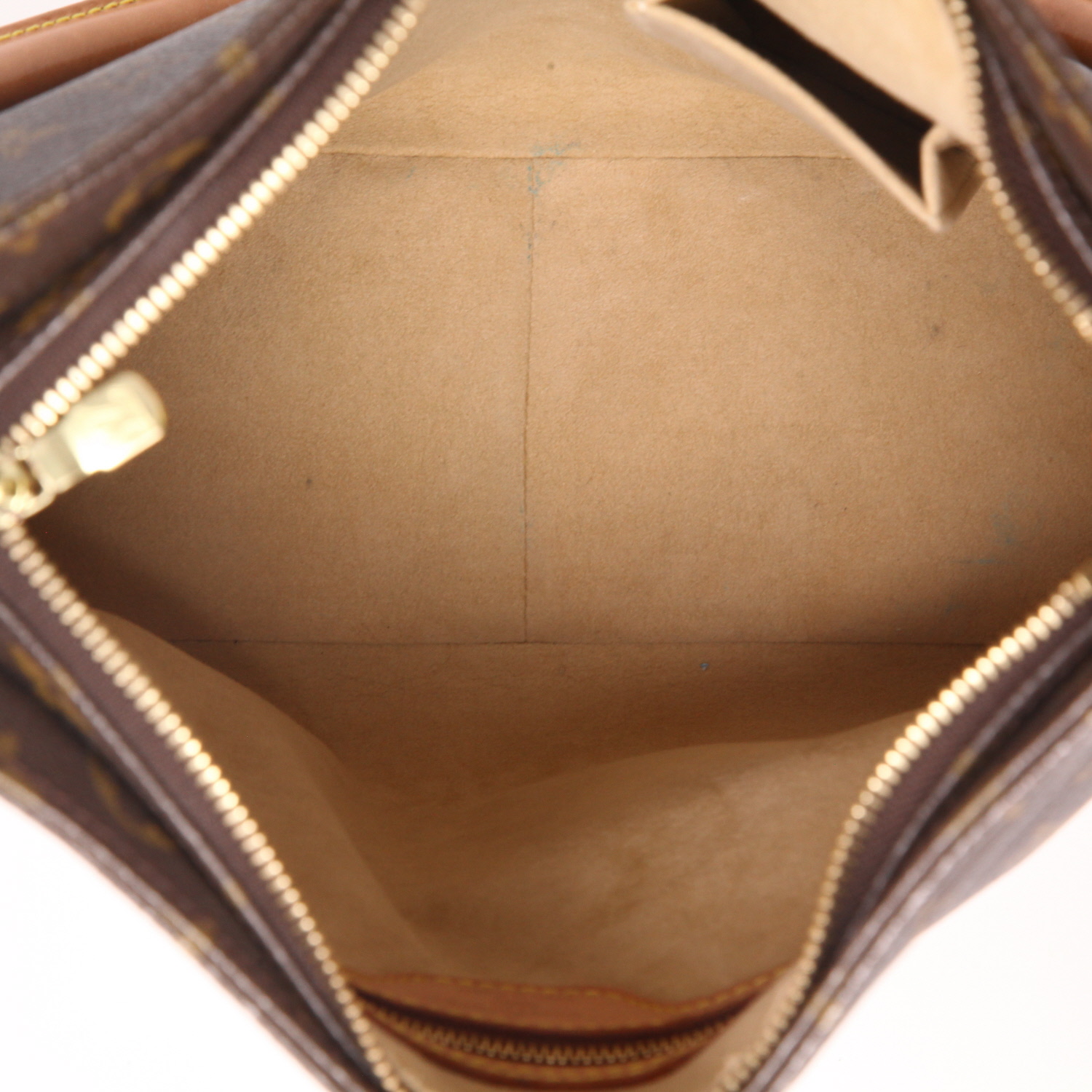 Bolso de mano Louis Vuitton  Looping en lona Monogram marrón y cuero natural - Detail D3
