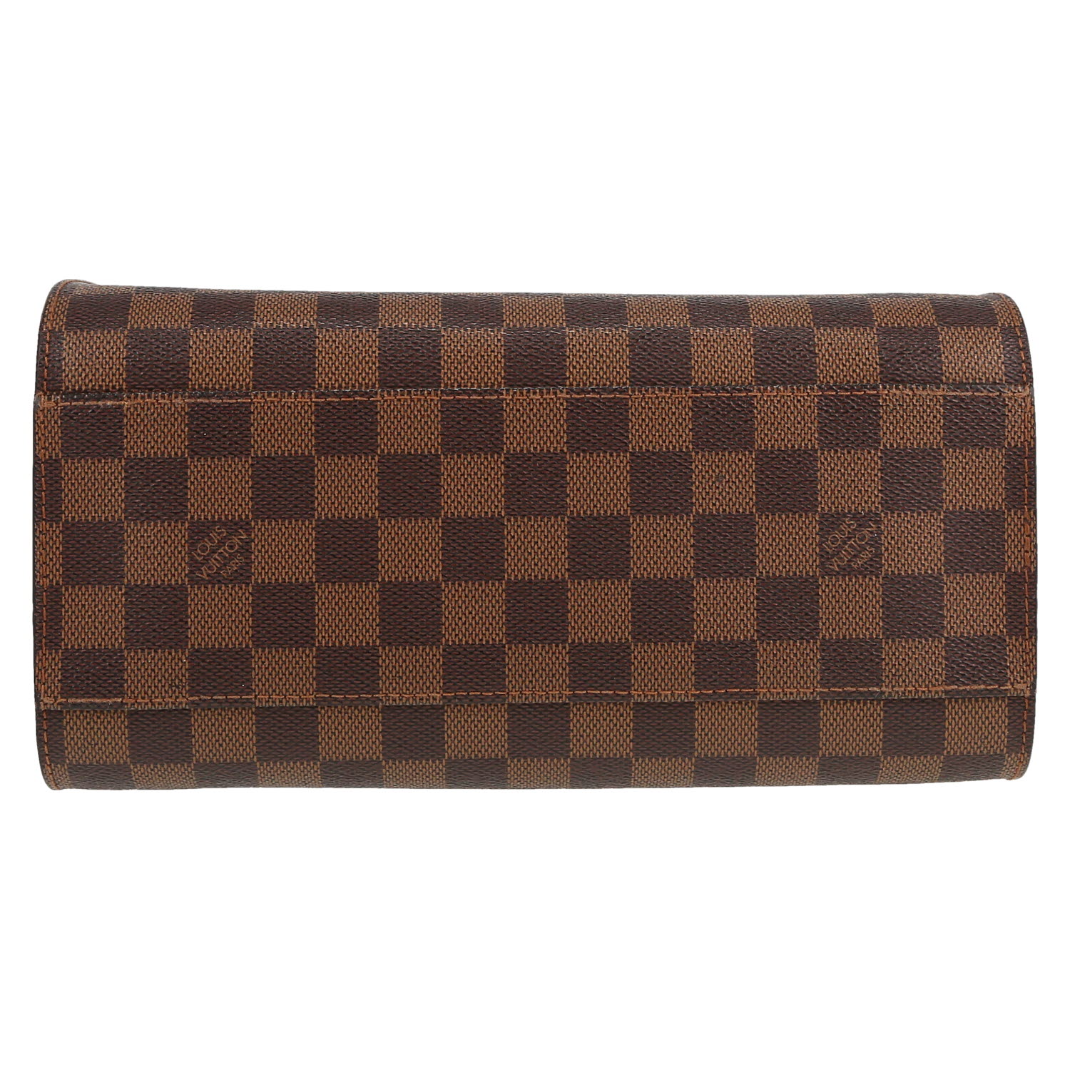 Sac à main Louis Vuitton  Triana en toile damier ébène et cuir glacé marron - Detail D1