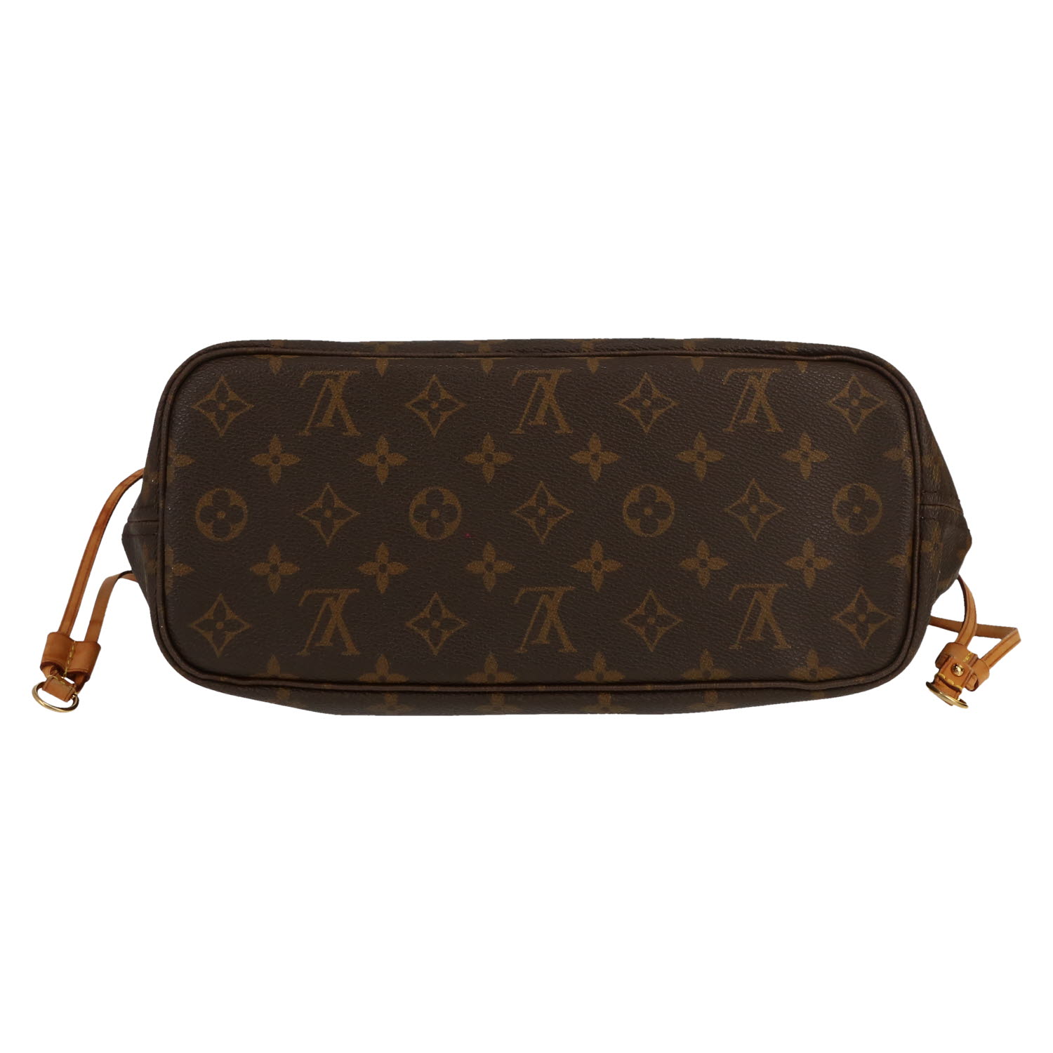 Louis Vuitton  Neverfull small model  shopping bag  in brown monogram canvas  and natural leather - Detail D1