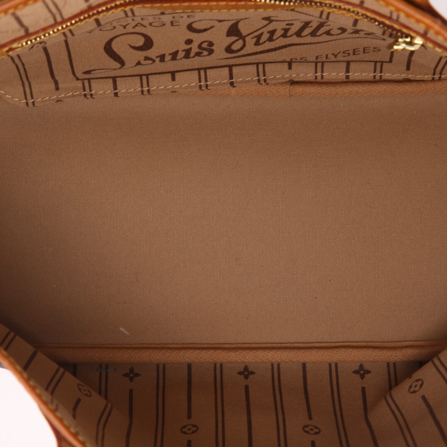 Shopping bag Louis Vuitton  Neverfull modello piccolo  in tela monogram marrone e pelle naturale - Detail D3