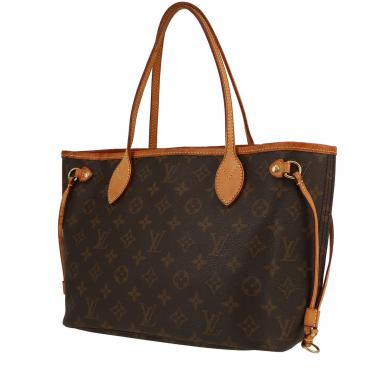 Shopping bag Louis Vuitton  Neverfull modello piccolo  in tela monogram marrone e pelle naturale
