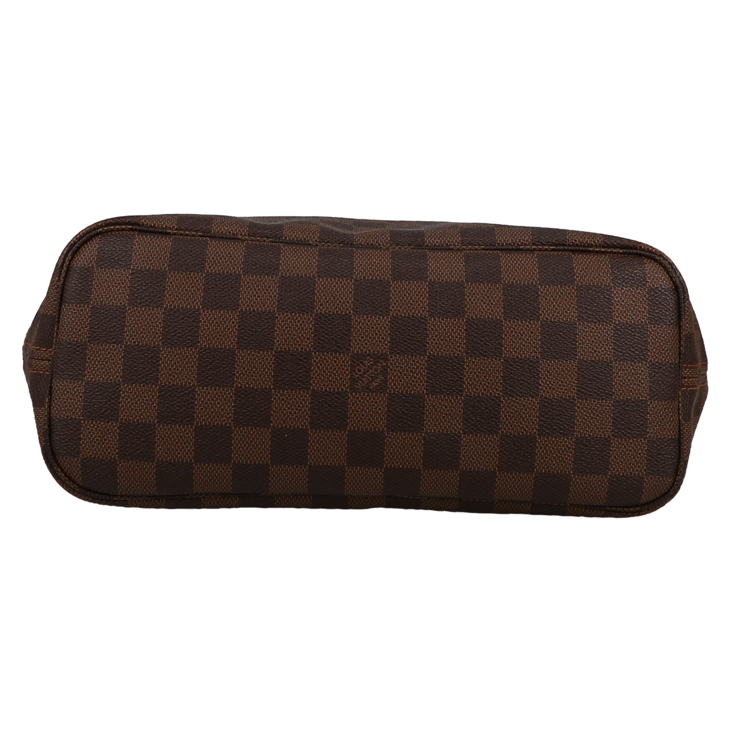 Shopping bag Louis Vuitton  Neverfull modello piccolo  in tela a scacchi ebana e pelle marrone - Detail D1