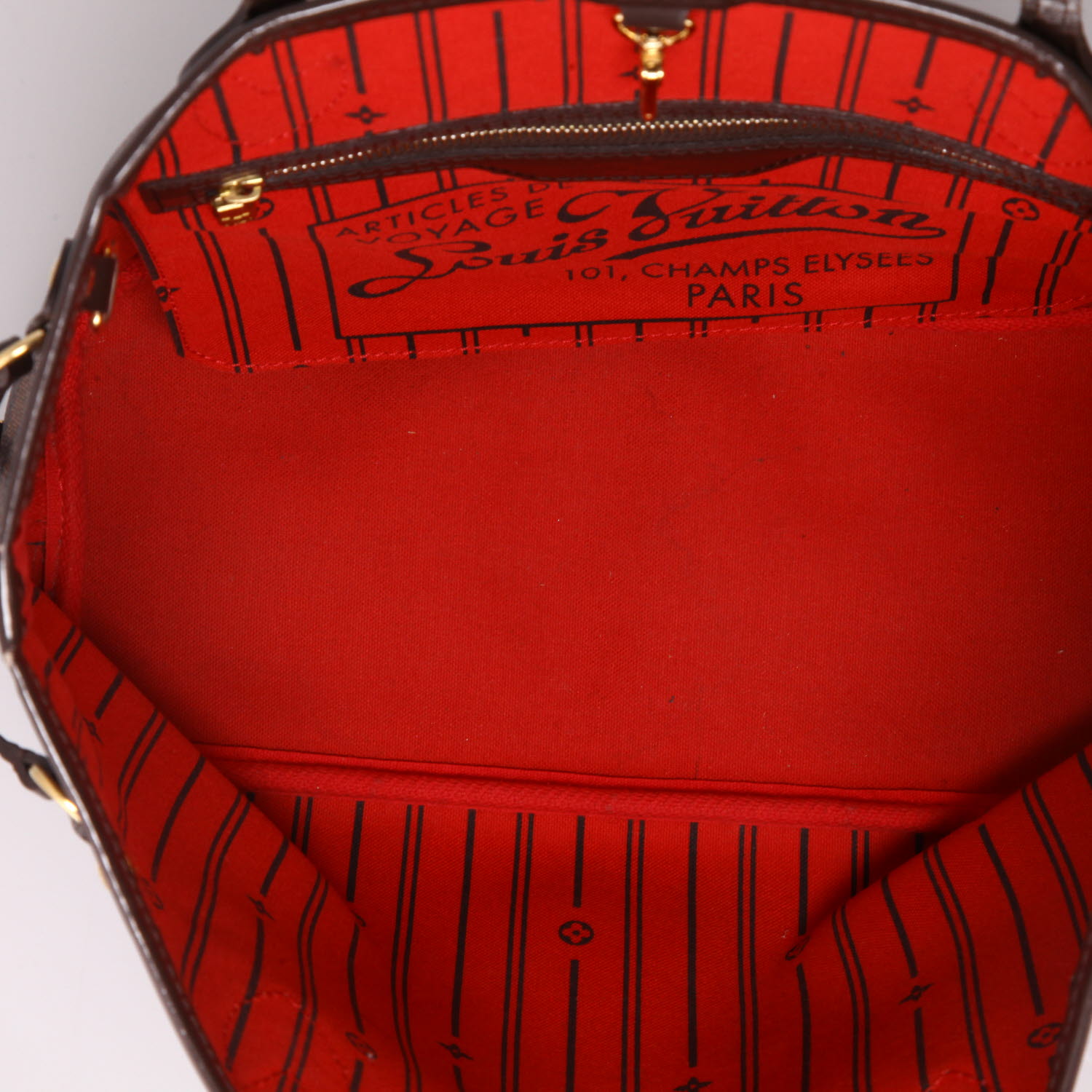 Shopping bag Louis Vuitton  Neverfull modello piccolo  in tela a scacchi ebana e pelle marrone - Detail D3