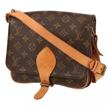 Bolso bandolera Louis Vuitton  Cartouchiére en lona Monogram marrón y cuero natural
