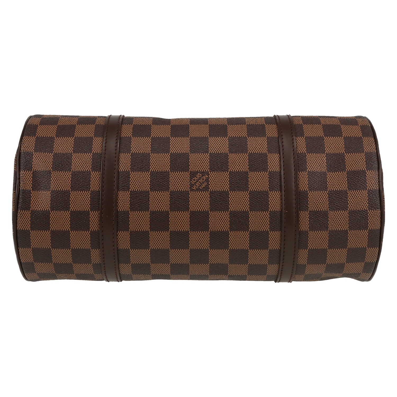 Bolso de mano Louis Vuitton  Papillon en lona a cuadros ébano y cuero marrón - Detail D1