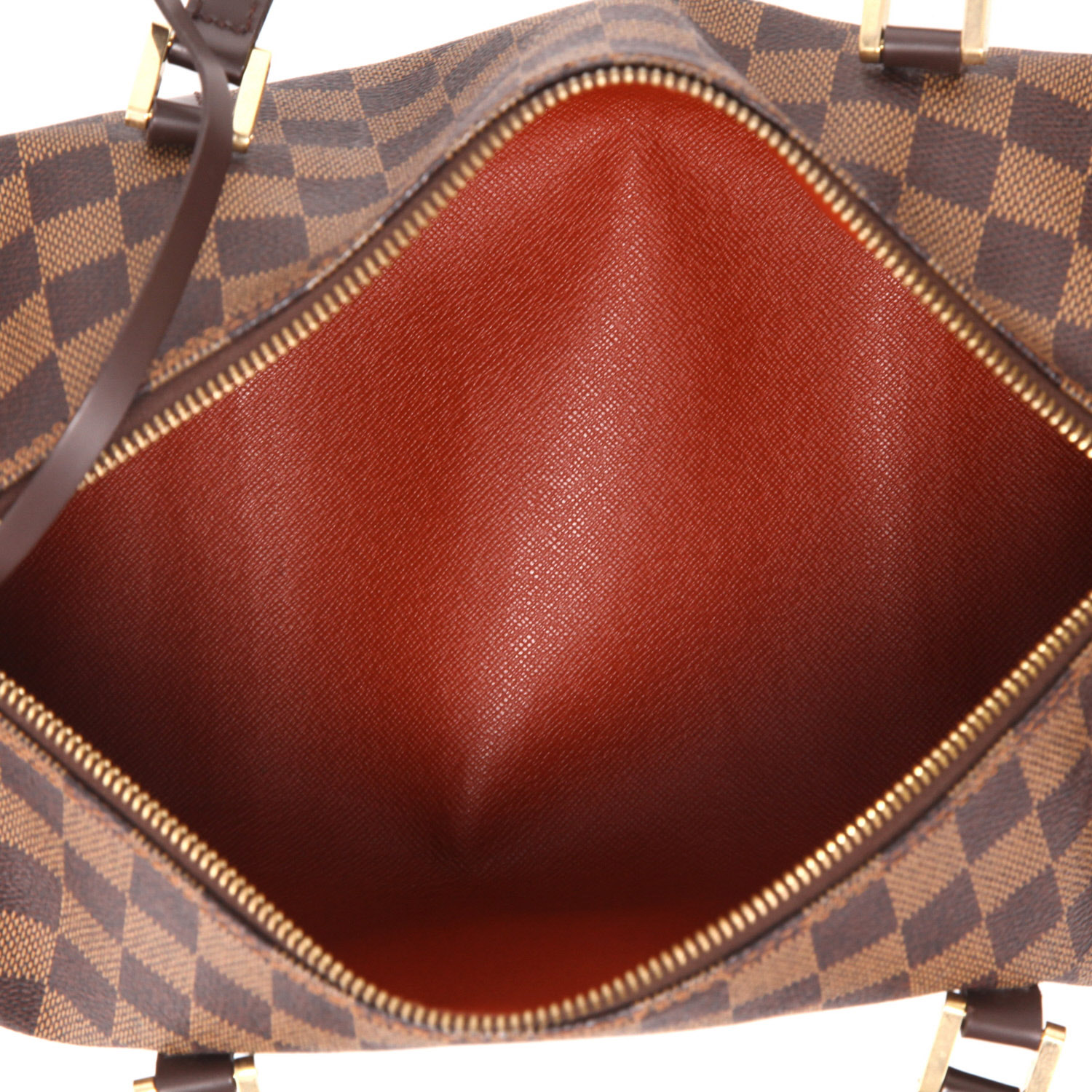 Sac à main Louis Vuitton  Papillon en toile damier ébène et cuir marron - Detail D3