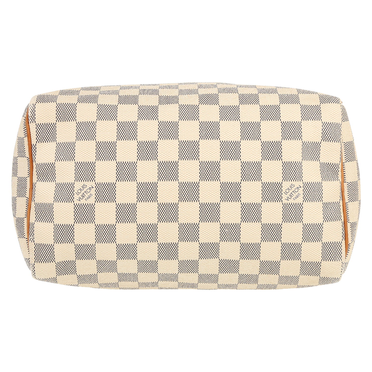 Bolso de mano Louis Vuitton  Speedy 25 en lona a cuadros azul celeste y cuero natural - Detail D1