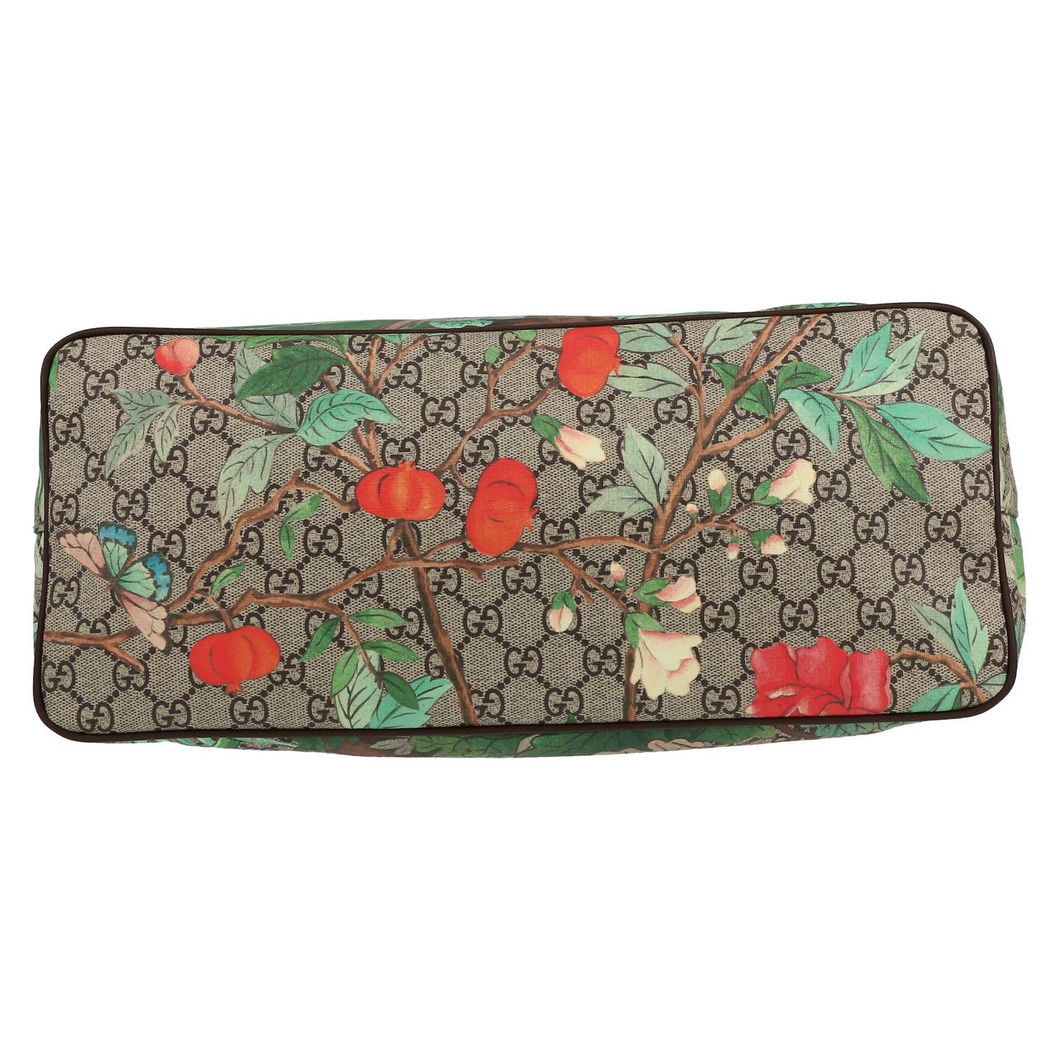 Borsa a tracolla Gucci  Suprême GG in tela monogram cerata beige e pelle marrone - Detail D1