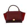 Celine  Trapeze medium model  handbag  in burgundy leather  and red suede - 360 thumbnail