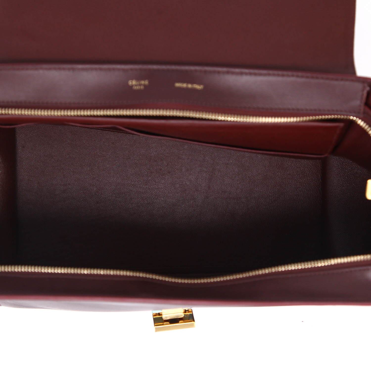 Borsa Celine  Trapeze modello medio  in pelle bordeaux e camoscio rosso - Detail D3