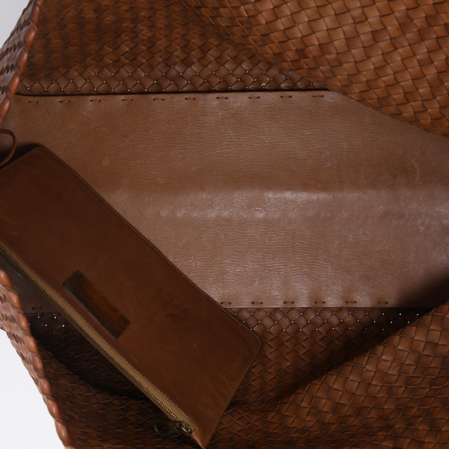 Bottega Veneta  Cabat shopping bag  in brown intrecciato leather - Detail D3