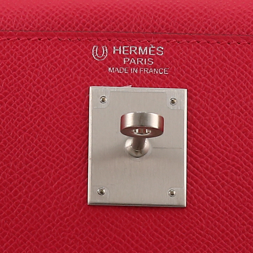 Hermès  Kelly 32 cm handbag  in Mexico pink epsom leather - Detail D2