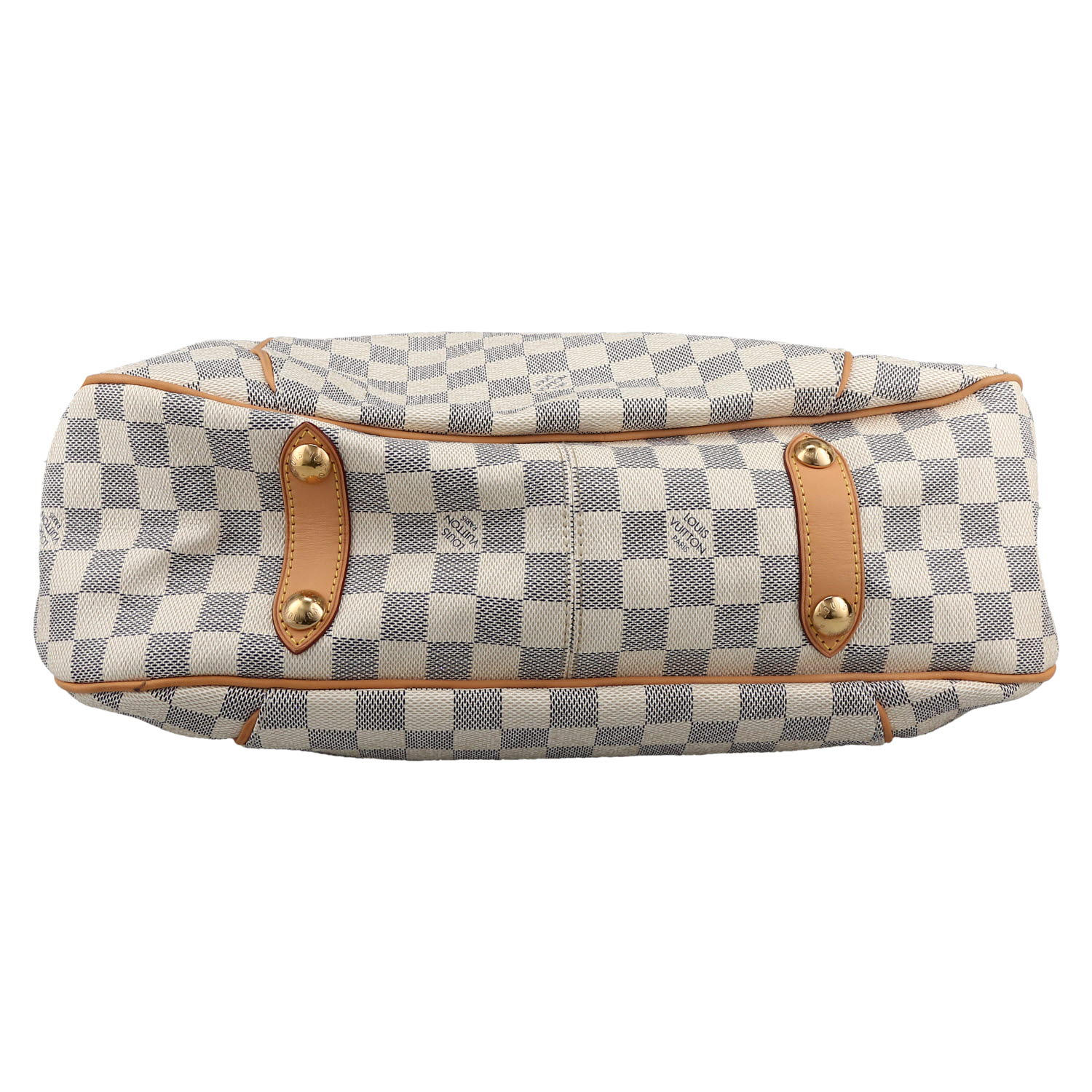 Bolso de mano Louis Vuitton  Galliera en lona a cuadros azul celeste y cuero natural - Detail D1