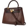 Hermès  Kelly 28 cm handbag  in brown ostrich leather - 00pp thumbnail
